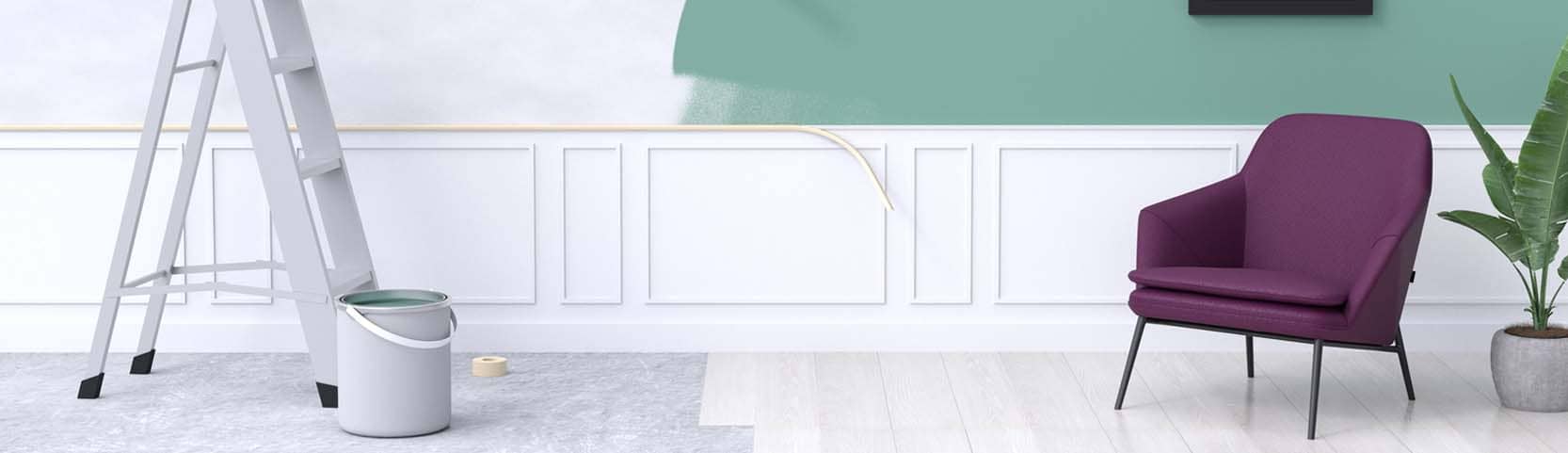 Black and white painted living room